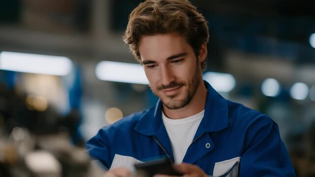 Factory trainee analyzing virtual holographic diagnostic model of heavy equipment, emotion of confidence visible, representing predictive maintenance, AR training systems, and AI-powered workforce