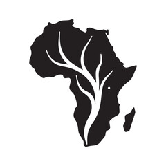 Organic Flowing African Map Logo Inspired by Natural Unity Roots
