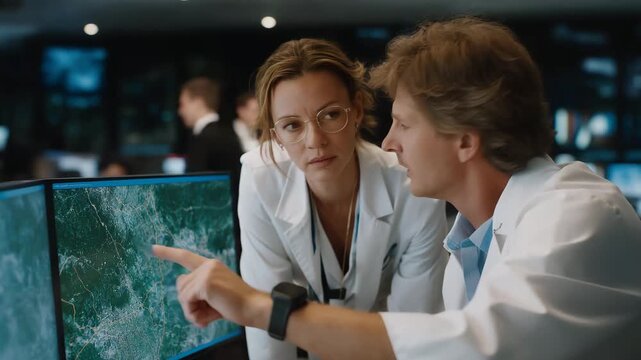 In a futuristic 911 coordination center, healthcare administrators view holographic population maps that forecast patient surges and dynamically adjust medical staffing levels across the region. - Powered by Adobe