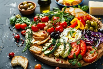 Colorful vegetable platter with fresh ingredients