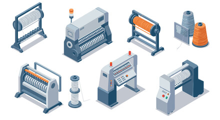 Isometric industrial equipment for textile manufacturing and yarn processing