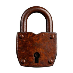 Rusty padlock isolated on transparent or white background