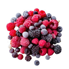 rozen mixed berries isolated on transparent or white background