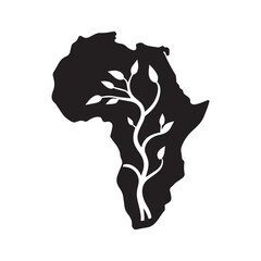 Tribal Mask Pattern African Map Logo Representing Ancient Culture and Identity