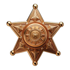 Sheriff's five-pointed star badge isolated on transparent or white background.
