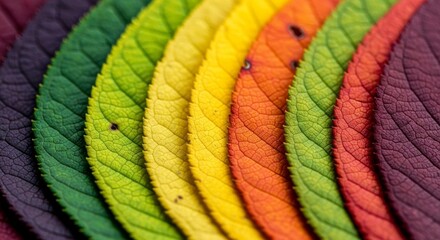 Vibrant Autumn Leaves Close up with Gradient Colors