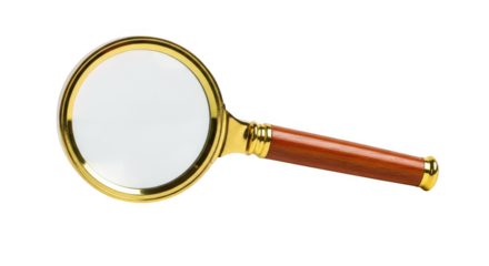 Magnifying glass a wooden handle isolated on transparent background