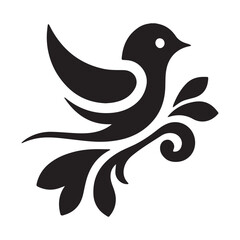 Floral Flowing Bird Shape Logo