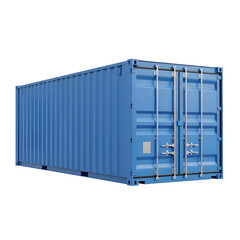 Blue shipping container isolated on transparent background