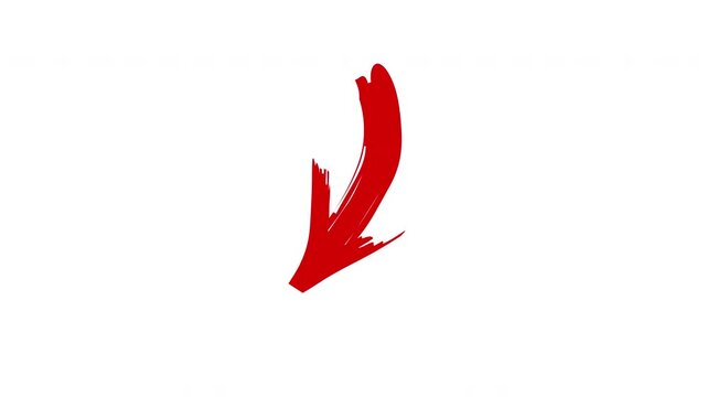 animated red arrow to down in white background 4k