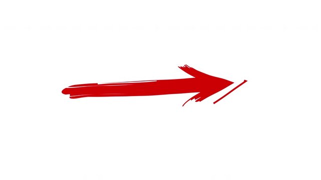 scribble animation red arrow 4k in white background for your editing, screen mode