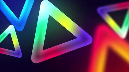 Neon glowing triangles in a futuristic abstract motion background - Powered by Adobe