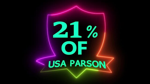 USA Parson 21 Percent Motion Graphics Animation Percentage Data Display on Dark Background