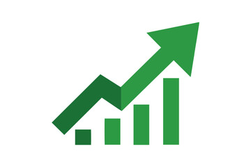 Green Growth Arrow and Bar Chart Icon