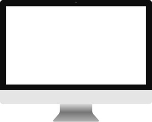 Realistic Computer Monitor Mockup with Blank White Screen on White Background