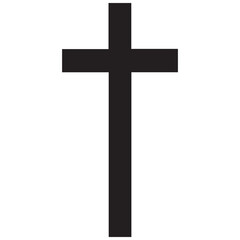 Simple black christian cross symbol isolated on white background