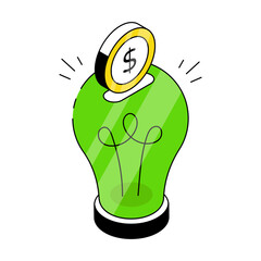 Dollar with light bulb showing concept of financial idea