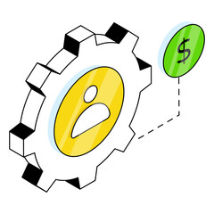 Avatars with gears showing concept of employee setting icon