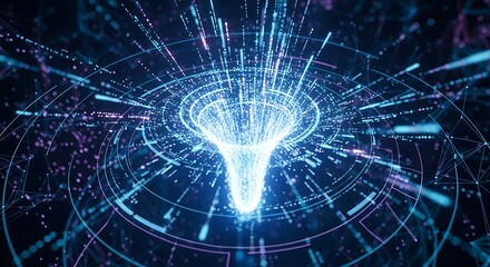 Abstract Digital Visualization of Data Flow and Information Processing.