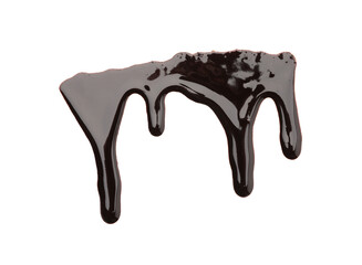 Flowing tasty melted chocolate on white background