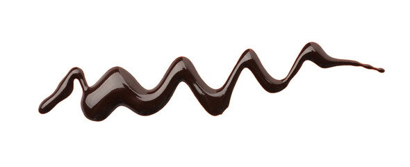 Sample of tasty melted chocolate isolated on white, top view