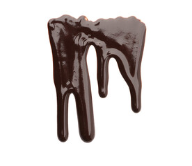 Flowing tasty melted chocolate on white background