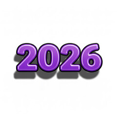 Purple 3d bold number 2026 with a shadow effect
