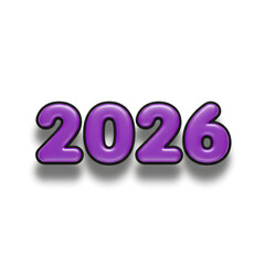 Bright purple 3d numbers 2026 with shadow effect