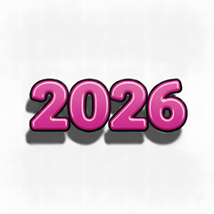 Shiny pink 3d numbers 2026 celebrate new year future ahead