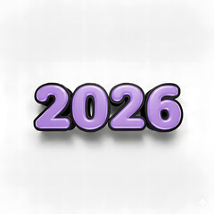 Lilac 2026 numbers with a shadow floating on a white background