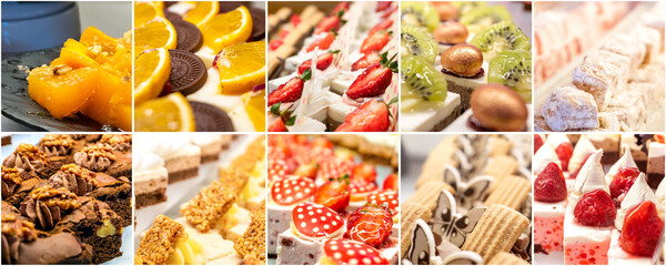 Food collage of Eastern sweets. Composite image.