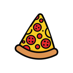 Vibrant Cartoon Pizza Slice with Red Pepperoni Toppings and Golden Crust.