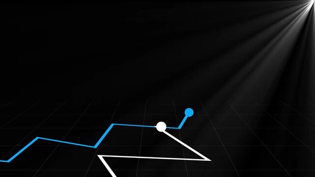 Hologram graph lines and increase on a grid background animation. Finance cryptocurrency Two graph lines are winding like snakes towards the front
