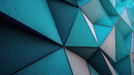 Striking Geometric Turquoise Facade with Textured Abstract Polygons