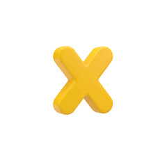 Obraz premium 3d icon of yellow letter x isolated on transparent background