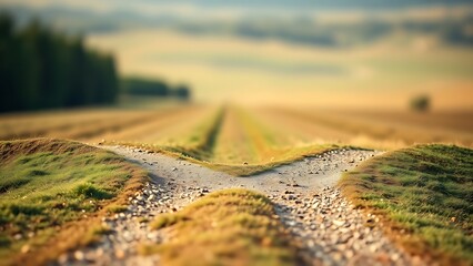 divergence. Crossroads splitting in two directions, choice and decision concept. wellbeing guides, coaching materials, designed for mental health education and mindfulness programs.