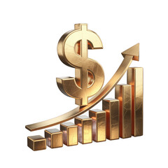 Dollar growth chart with arrow showing upward trend and financial success