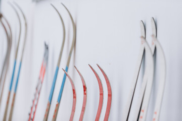 Skis lined up for winter sports season