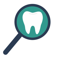 Tooth Examination with Magnifying Glass Dental Icon