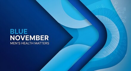 Creative poster design with typography ‘Blue November – Men’s Health Matters’, modern blue tones