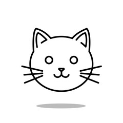 Cute Cat Face Icon Vector Outline Design