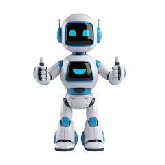 Cute cartoon robot giving thumbs up isolated on transparent background