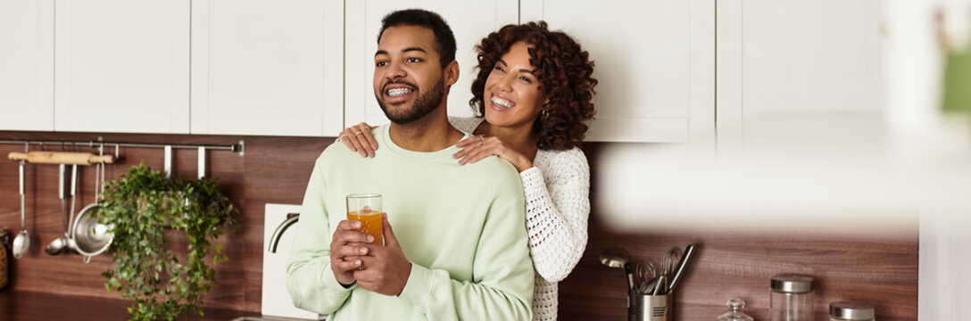 Joyful moments shared in a modern apartment by a diverse couple - Powered by Adobe