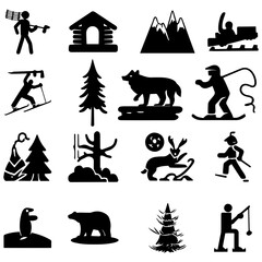 Fototapeta premium Set of vector animal silhouettes including cats dogs and other mammals in black illustration style.