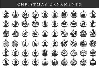 Christmas Ornament Silhouette. Vector Set illustrations fur cricut machine.