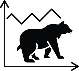 (Editable) Bear market financial trend symbol showing downward stock market performance