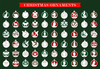 Christmas Ornament Silhouette. Vector Set illustrations fur cricut machine.