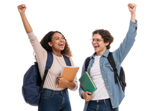 Happy Young Couple Celebrating Victory Together