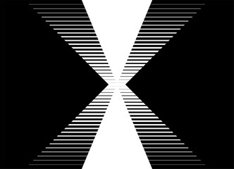 Strict Vector transition from black to white for interior, advertising, packaging, covers, printing. Two-tone Striped pattern. Place for text. Abstract letter X