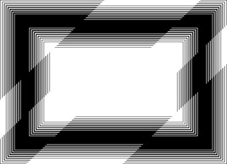 Decorative frame. Modern vector background. Pattern of black parallel lines on a white background for covers, advertising, interior, packaging.. Broken shapes